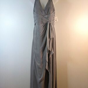Davids Bridal Bridesmaid Prom Formal Soft Halter Crinkle Chiffon Lined Dress 8